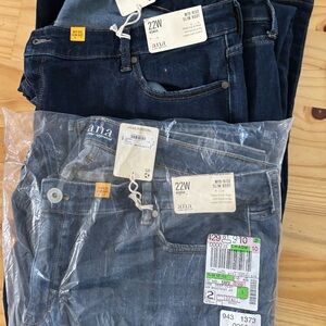 a.n.a Women's Blue Jeans 3 pairs  2 dark  blue 1 light blue 32” inseam